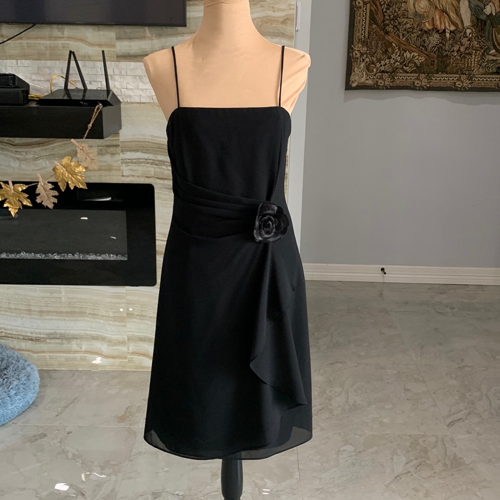 Polka Elegant Little Black Spaghetti Strap Dress. Size M